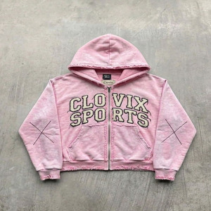 CLOVIX SPORTS Sweat-shirt à capuche zippé pour homme 100% coton, broderie de logo personnalisée, impression en relief, fournisseur en gros - Product Image 3