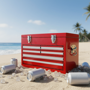 Serie Nostalgia 21 Qt. Frigo Portatile in Metallo Stile Cassetta degli Attrezzi Industriale Retrò 20L Rosso per Campeggio e Tailgating - Product Image 2