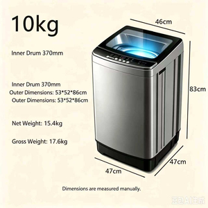 10kg <b>Top</b> <b>Load</b> Washer Stainless Steel Automatic Single Tub Electric 83cm Height Child Lock Household Use - Product Image 1