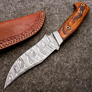 Cuchillo Bowie de Acero de Damasco de Grado Industrial OEM Nordic Forge con Hoja Fija de Punta Clip, Espiga Completa, Mango de Madera Pakka y Funda Vertical - Product Image 3