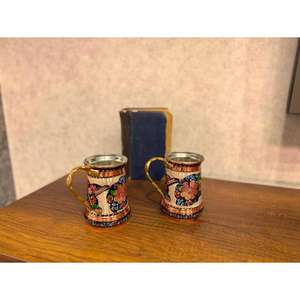 Tasses de voyage en cuivre pur écologiques avec poignées en acier au carbone, isolation chaud/froid, motifs peints à la main, coffrets cadeaux - Product Image 2