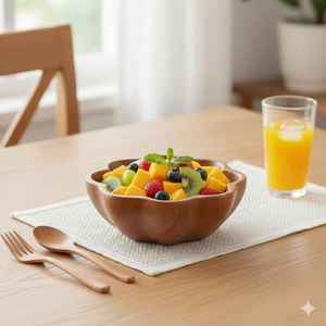 Bol à salade et à fruits sculpté à la main, bol en bois, artisanat en bois naturel - Product Image 5