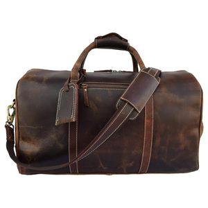 Luxury Sports Travel Weekender Bag High Quality Full Grain Genuine Leather Large Capacity Gym <b>Luggage</b> Durable Polyester Casual - Product Image 3