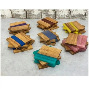 Sous-verres en bois et résine faits à la main de luxe |   Sous-verres contemporains en bois écologiques, résistants à la chaleur et antidérapants pour tasses à café - Product Image 6