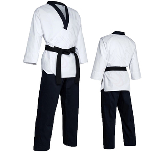 Uniforme de Taekwondo Blanco y Negro fabricado por Bana & Brothers - Product Image 1