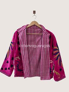Handmade Velvet Suzani Eco-Friendly Winter Boho Embroidered Women's Luxury <b>Coat</b> for Party Wear - Product Image 4