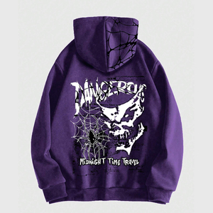 Sweat-shirt à capuche zippé personnalisé pour homme avec impression sérigraphiée, design streetwear, coupe oversize, en molleton de coton lavé tricoté pour l'hiver - Product Image 2