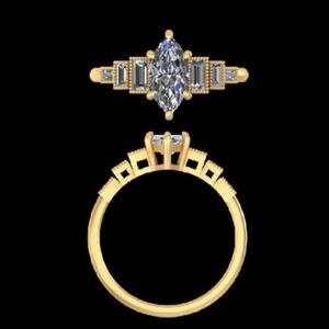 1.68 Carat Marquise Cut Diamond Engagement Ring 18k 14k Solid Gold Side <b>Stone</b> Wedding Band Luxury Fine Jewelry Women Ring - Product Image 3