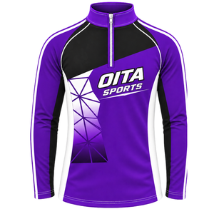 Purple Black Quarter Zip Training <b>Jacket</b> Long Sleeve Athletic Sportswear Custom Team <b>Workout</b> Running Performance Sports Top - Product Image 1