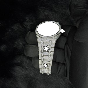 นาฬิกาอัตโนมัติระดับพรีเมียม ประดับเพชรโมอิสซาไนต์เต็มเรือน สายทองคำขาว สไตล์ฮิปฮอป คุณสมบัติแบบนาฬิกาดำน้ำ ผ่านการทดสอบคุณภาพเทียบเท่าเพชร - Product Image 6