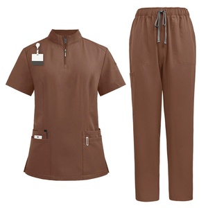Tops de travail pour femmes à manches courtes avec poches, uniforme d'hôpital pour infirmières et médecins, en coton et polyester tissé. - Product Image 5