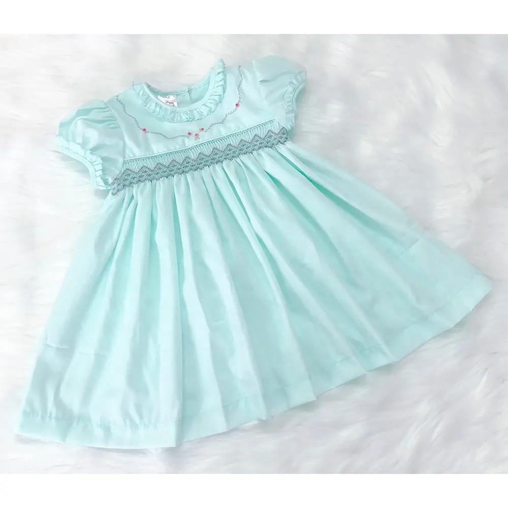 High Quality Frocks For Children Smocked Dress With Short Sleeve Baby Girl Dress Made In Vietnam