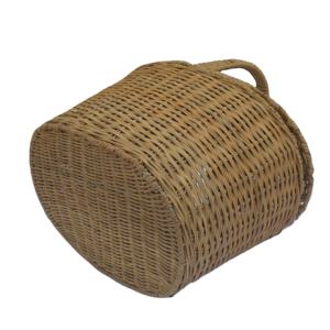 Cesta ovalada de ratán tejida a mano con soporte de hierro – Almacenamiento multiusos para el hogar y pícnic - Product Image 4