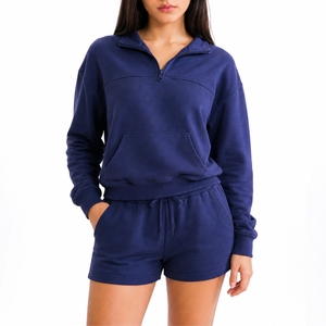 Women Hoodie Shorts <b>Set</b> Premium Lounge Style Soft Comfort Fabric Modern Casual Fashion Relaxed Everyday Fit Modern Casual Style - Product Image 1