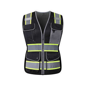 Chaleco de Seguridad de Alta Visibilidad Rosa para Hombre, Malla Reflectante Transpirable, Ropa de Trabajo con Múltiples Bolsillos, Cierre de Cremallera, para Verano y Actividades al Aire Libre - Product Image 3