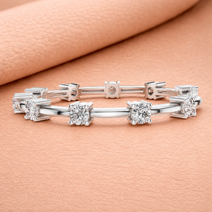Bracelet tennis VBR JEWELS en diamants taille brillant, plaqué argent, or jaune 14 carats, certifié IGI, taille brillant, élégant et minimaliste - Product Image 2