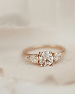 Rose Gold Three Stone Diamond <b>Ring</b> Round Brilliant Cut Prong Setting Classic <b>Engagement</b> Women's Fine Jewelry - Product Image 1