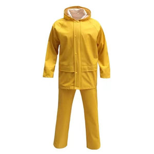 Premium Meera Impex Men's Waterproof Breathable Woven Fabric Rain Jacket Pants Set Solid Yellow Color Zipper Closure 100% - Product Image 4
