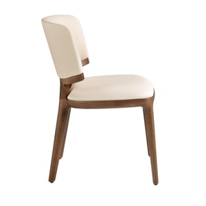 Chaise de salle à manger contemporaine en bois avec assise rembourrée et design incurvé moderne – Idéale pour hôtel, café et usage domestique - Product Image 5