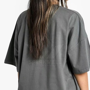 Camiseta de Verano para Mujer, Oversize, de Color Sólido, de Algodón, Cuello Redondo, Manga Corta, Corte Holgado, Larga, Transpirable y Ecológica - Product Image 5