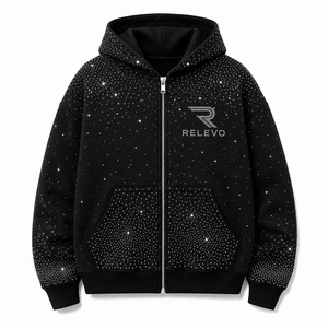 Premium 100% Cotton Solid Zipper Hoodie for <b>Men</b> and Women Classic Full-Zip Black <b>Grey</b> and Navy Blue - Product Image 2