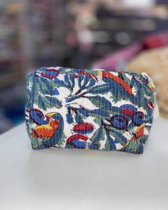 Portable <b>Vintage</b> Travel Makeup Bag for Women Premium Quality Thread Brush Bag Organizer Makeup Pouch Purse Cotton Canvas Zipper - Product Image 3