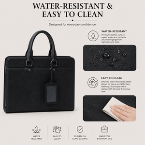 Bolso Organizador de Maquillaje de Cuero Saffiano Negro con Correa para Hombro, Estuche Cosmético Grande para Regalo Nupcial o Viaje - Product Image 5