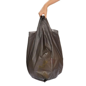 Black LDPE Garbage Bags Tie Closure Disposable Household <b>Plastic</b> Bag Stand Up Pouch Roll Flat <b>Pocket</b> - Product Image 1