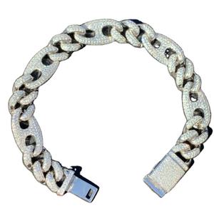 Men's Moissanite Freshwater <b>Pearl</b> Charm <b>Bracelet</b> in 925 Sterling <b>Silver</b> | Iced Script Hip Hop Jewelry - Product Image 4