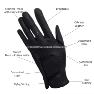 Guantes de golf de piel de oveja Cabretta de mano derecha de alta calidad logotipo personalizado empuñaduras de cuero genuino transpirables EOM aceptado para deportes - Product Image 5