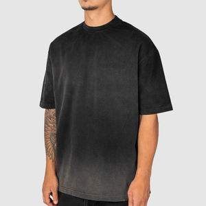 Camiseta de manga corta para hombre, 100% algodón, transpirable, estilo casual, con cuello acanalado, lavado ácido, oversize, streetwear, desgastada - Product Image 4