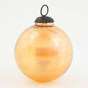 Adorno Navideño de Cristal Ámbar Brillante, Redondo, Estilo Vintage, para Colgar, en Tonos Cálidos, Decoración para Árbol - Product Image 1
