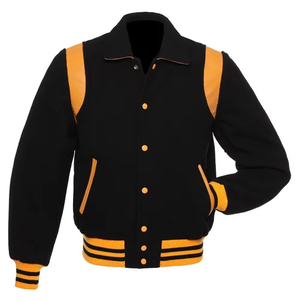 Custom Plus Size Vintage Hooded <b>Waterproof</b> Windproof Varsity Baseball <b>Jacket</b> 100% Wool Canvas Unisex <b>Winter</b> Team Use Front Logo - Product Image 3