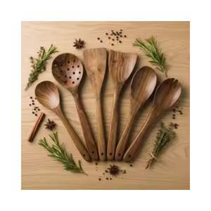 Cuchara de madera Smart Choice para cocinar y servir alimentos en la cocina a diario - Product Image 1