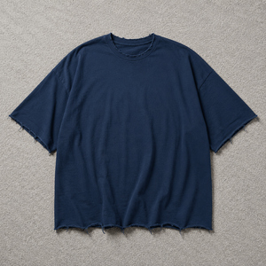 เสื้อยืดคอกลมทรงหลวมชายรุ่ย ผ้าคอตตอนหนานุ่ม สไตล์ Y2K สตรีทแวร์ พร้อมปักโลโก้ตามสั่ง - Product Image 1