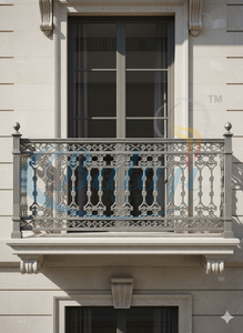 Grille de balcon réglable sans cadre en fonte et aluminium, finition sablée par projection, panneau de balustrade extérieur massif moderne - Product Image 2