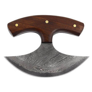Couteau de cuisine Ulu en acier Damas fait main sur mesure OEM avec manche en bois, couteau de découpe culinaire en gros - Product Image 2
