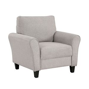 Silla Moderna de Estilo Transicional Tapizada en Tela Color Arena con Cojín Integrado para Muebles de Sala de Estar - Product Image 3