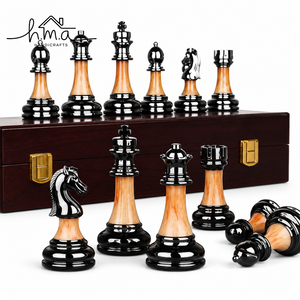 Luxury Brass <b>Chess</b> <b>Set</b> Black Octagonal <b>Wooden</b> Board Gold and Silver Colour Handmade Royal Strategy Game Storage Drawer - Product Image 4
