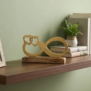 Símbolo de Infinito Decorativo con Dos Corazones, Adorno Metálico con Base de Madera |   Figura Decorativa Romántica de Amor para Mesa, Adorno para el Hogar - Product Image 5