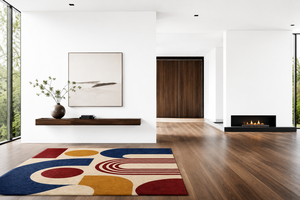 Alfombra Moderna Abstracta Rectangular de Lana con Diseño Geométrico, Resistente a las Manchas, con Base de Algodón para Sala de Estar - Product Image 2