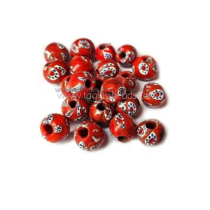 Red Flower Millefiori Glass <b>Beads</b> Wholesale Round Loose Lampwork <b>Beads</b> for DIY Jewelry Making & Home Decorations - Bulk Sale - Product Image 1