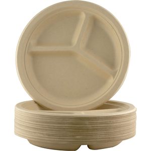Durable Bamboo <b>Disposable</b> <b>Plate</b> Round Shape Food Grade <b>Plate</b> For Commercial Food Packaging - Product Image 4