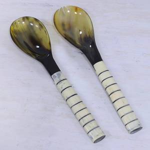 Cuillères en corne de buffle de haute qualité avec manche, cuillère à salade en corne, idéales pour la maison et l'hôtellerie, parfaites pour les cadeaux d'affaires - Product Image 5
