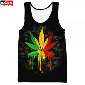 Débardeur pour homme INDEX, col rond, imprimé feuilles de rasta, respirant, polyester, vêtements de sport décontractés - Product Image 1