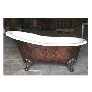 Baignoire autoportante de luxe en cuivre, pieds en acier, finition noire antique et intérieur blanc, baignoire à trempage en métal faite à la main pour salle de bain. - Product Image 3