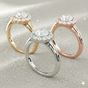 Anillo de compromiso con halo de diamantes florales - Product Image 2