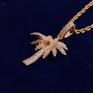 Pendentif Palmier Tropical en Diamant de Laboratoire Entièrement Sertie de Micro-Pavés, Pendentif Bling de Luxe Style Hip Hop - Product Image 6