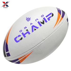 Ballons de rugby en PVC de haute qualité, légers, cousus à la machine, pour les sports de plein air unisexes, logo personnalisé pour l'entraînement scolaire, promotionnels - Product Image 1