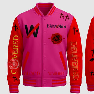 Veste universitaire en mélange de laine avec manches en cuir PU, broderie chenille, streetwear d'hiver, logo personnalisé, veste de baseball pour équipe - Product Image 1